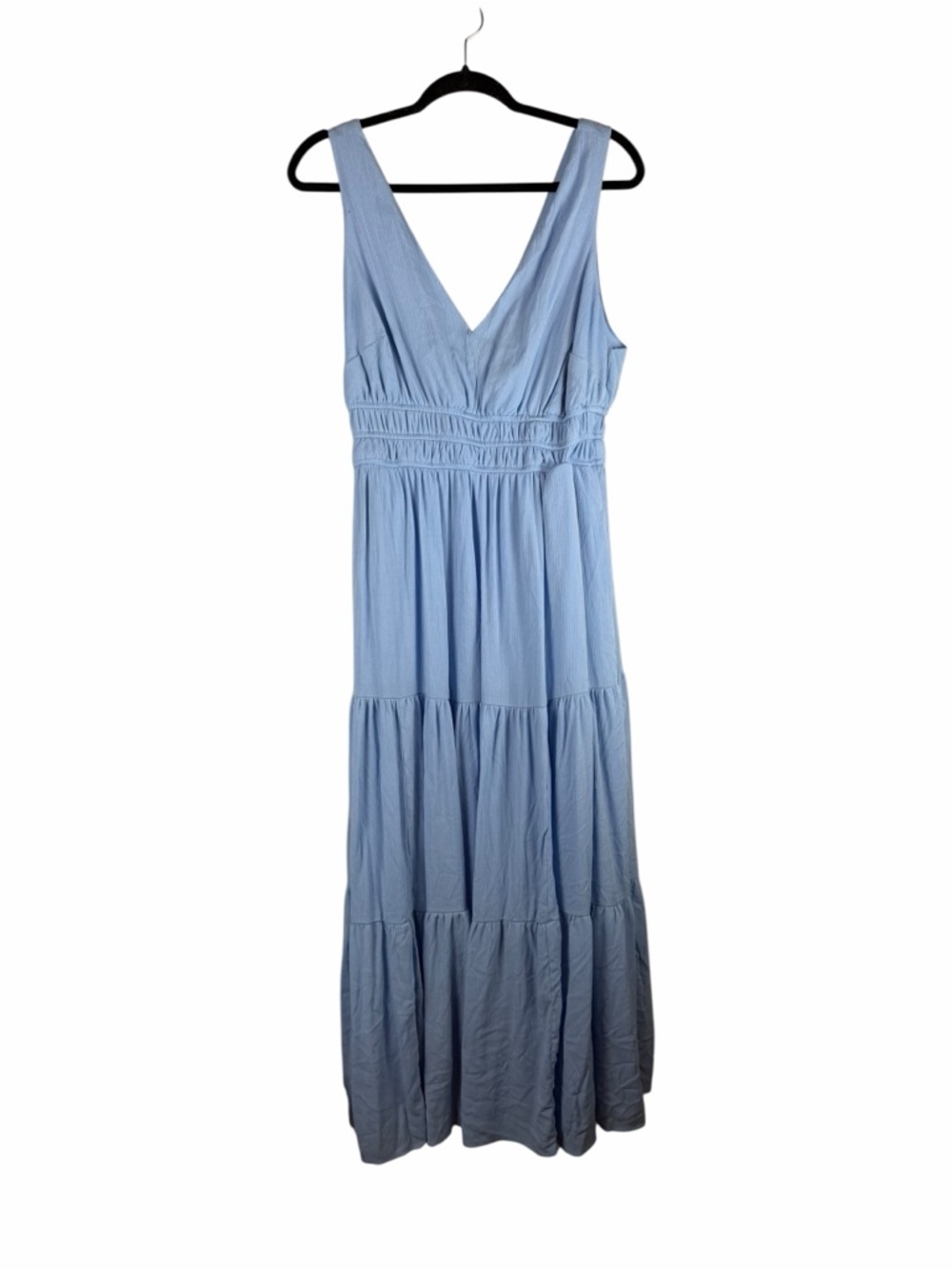 Torrid Light Blue Tiered Maxi Dress Smocked Waist V Neck Size 0